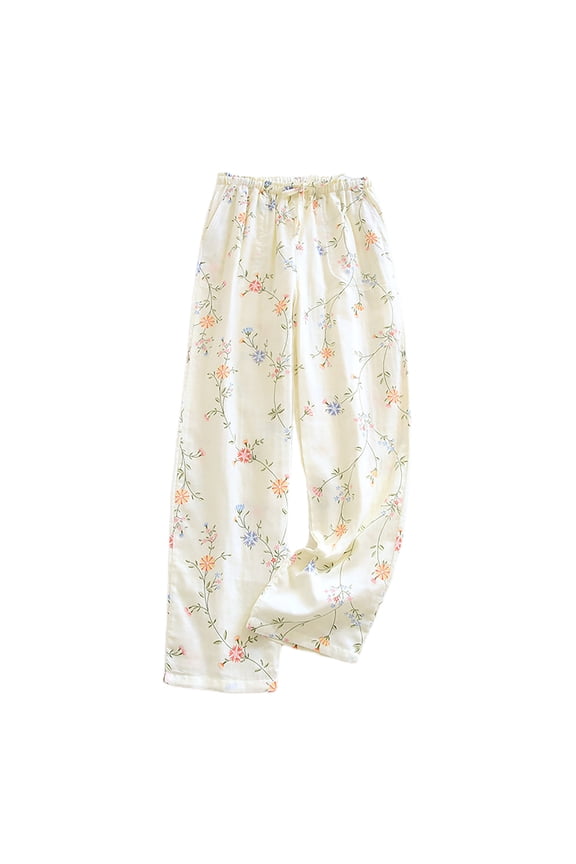 Women Cotton Pajama Pants Comfy Sleepwear Buttoms Casual All-Over Floral Prints Pajamas Pants Ultra Comfy Home Sleep Buttoms with Pocket