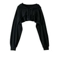 thumbnail image 1 of Aboser Women Super Crop Hoodie Long Sleeve Athletic Sweatshirt Loose Long Sleeve Cover Ups Casual Workout Hoodies Drawstring Loose Fit Sweatshirts, 1 of 5