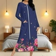thumbnail image 1 of Aboser Women Zipper Robes Full Length Housecoat Retro Floral Printing Bathrobe Casual Zip Up Loungewear Comfy Soft Long Nightgown Dress with Pockets, 1 of 9
