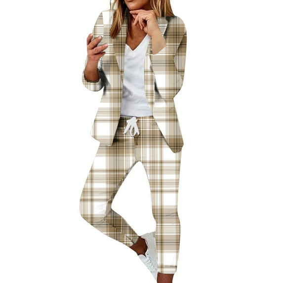 Aboser Women's 2024 Spring Two Piece Outfits Open Front Blazer Jackets and Wide Leg Pants Business Casual Suit Sets with Pockets