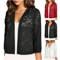 thumbnail image 1 of Aboser Women's 3/4 Sleeve Cropped Cardigan Sweaters Bolero Shrug Cardigans Open Front Crochet Knitted Sweater Plus Size Sheer Cardigan for Ladies 2026 Summer Clothes Black XXXXXL, 1 of 7