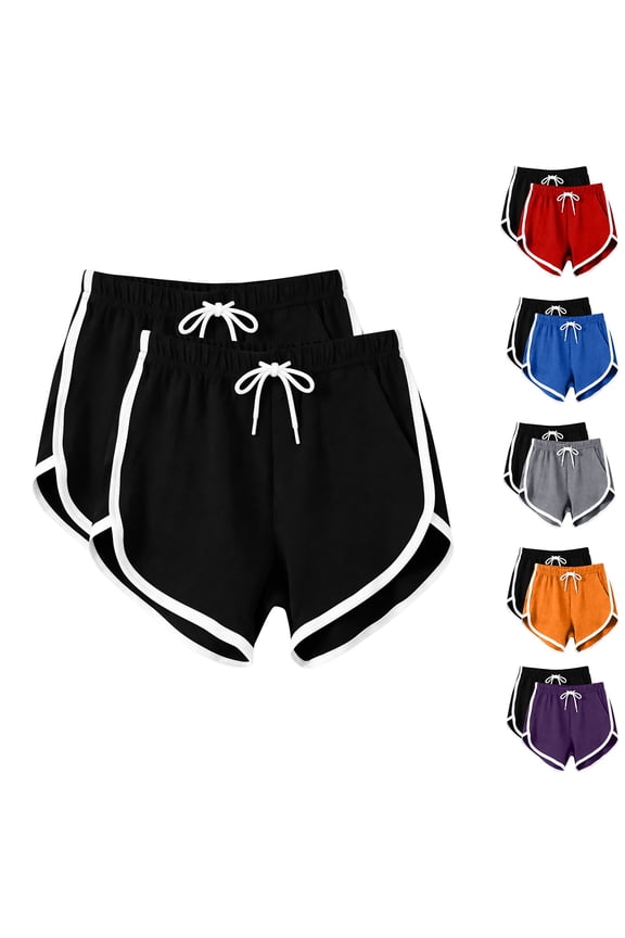Women's 3'' Sweat Shorts 2 Pack Booty Dolphin Shorts Breathable Yoga Dance Shorts Lightweight Casual Summer Athletic Shorts Gym Running Workout Shorts