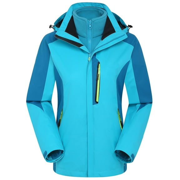 Aboser Women's 3-in-1 Mountain Ski Jacket Trendy Winter Warm Hooded Windbreaker Slimming Fleece Lined Rain Jacket Plus Size Waterproof Coats
