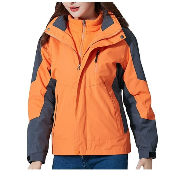 Aboser Women's 3-in-1 Winter Ski Jacket with Detachable Hood Waterproof Raincoat Thermal Fleece Lined Rain Jacket Snowboard Mountain Coats