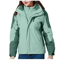 Aboser Women's 3-in-1 Winter Ski Jacket with Detachable Hood Waterproof Raincoat Thermal Fleece Lined Rain Jacket Snowboard Mountain Coats
