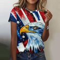 thumbnail image 1 of Aboser Women's 4th of July Shirts Proud Patriotic Red White and Blue Graphic Tshirts Tunic Short Sleeve Tees Breezy Crewneck Blouses Tops Summer Tops for Women, 1 of 4
