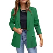 Aboser Women's Blazer Business Casual Solid Long Sleeve Suit Lapel Open Front Cardigan Work Office Slim Jacket with Pockets