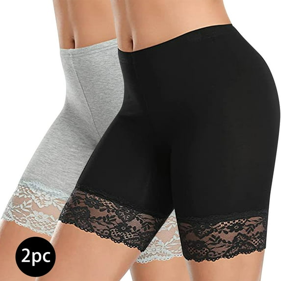 Aboser Women's Boxer Brief Panties Cotton Boyshorts Underwear Soft High Waisted Panties Plus Size Lace Briefs Stretch Seamless Underwear 2 Pack