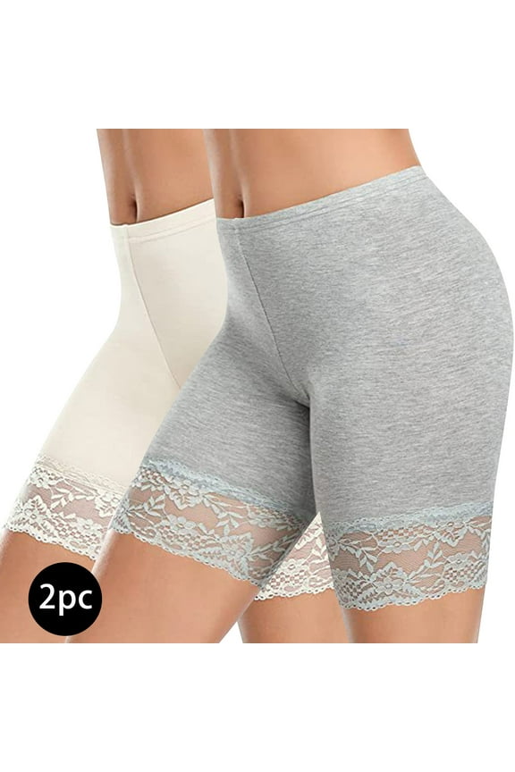 Women's Boxer Brief Panties Cotton Boyshorts Underwear Soft High Waisted Panties Plus Size Lace Briefs Stretch Seamless Underwear 2 Pack