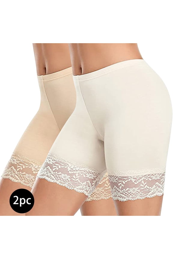 Women's Boxer Brief Panties Cotton Boyshorts Underwear Soft High Waisted Panties Plus Size Lace Briefs Stretch Seamless Underwear 2 Pack