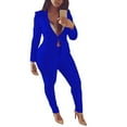 thumbnail image 1 of Aboser Women’s Business Two Piece Outfits Trendy Deep V Solid Color Blazer and Pants Set Elegant Offiec Business Suit for Work, 1 of 6