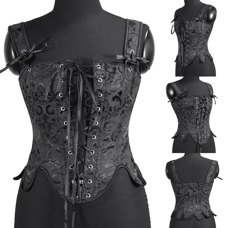 Aboser Women's Bustier Corset Top Vintage Floral Print Waist Cincher Lace  Up Chest Supporting Adjustable Straps Body Shaping Clothes 