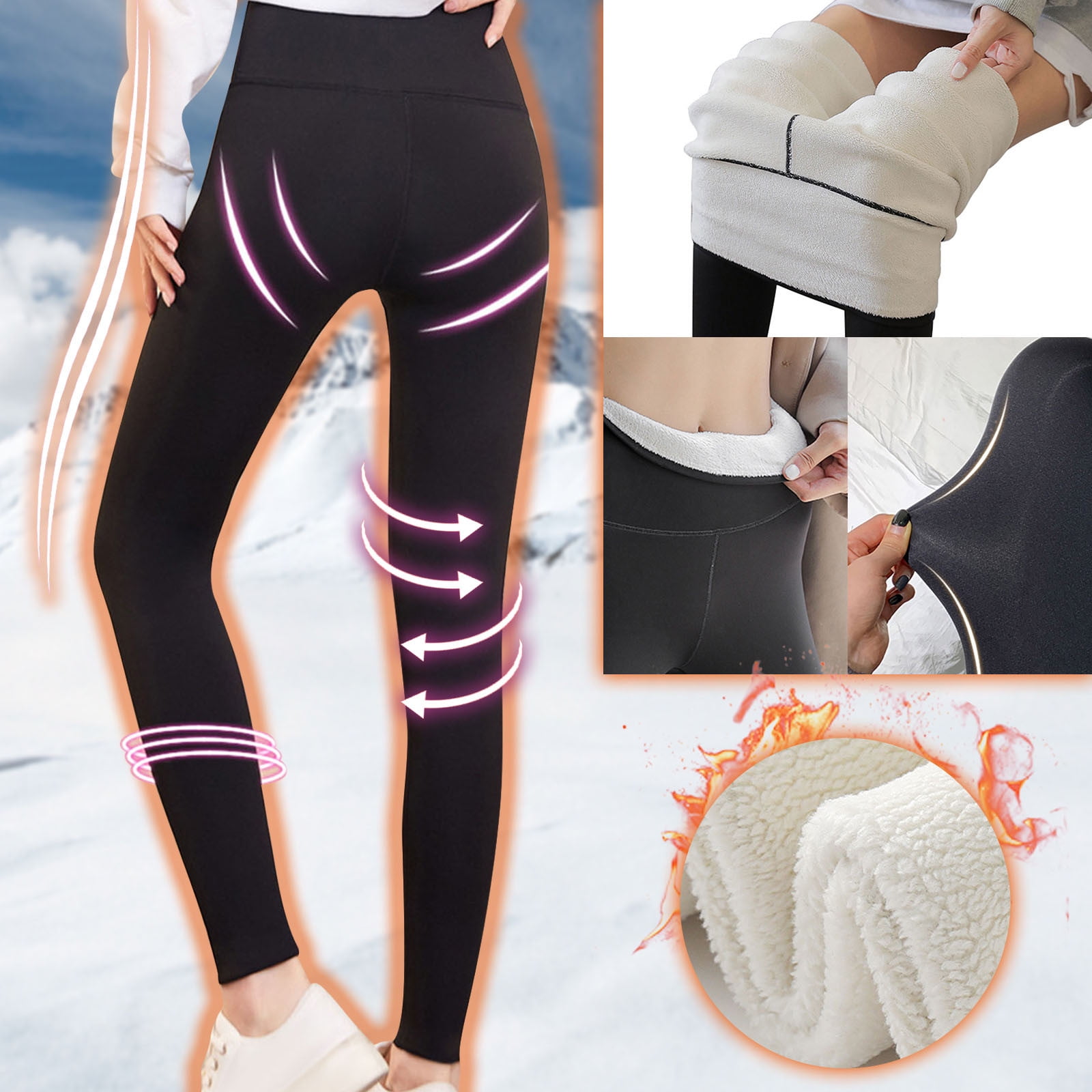 Aboser Women's Butt Lifting Leggings Fleece Lined Thermal