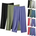 thumbnail image 1 of Aboser Women's Capri Pajama Pants 3 Pack Wide Leg Lounge Pj Buttoms Lightweight Elastic Waist Sleep Pants Loose Fitted Casual Pajamas Buttom Plus Size Sleepwear, 1 of 3