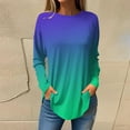 thumbnail image 1 of Aboser Women's Casual Long Sleeve Tops Fashion Tie Dye Graphic T-Shirt Crew Neck Basic Tee Shirts Lightweight Loose Fits Blouses Fall Tshirts, 1 of 5