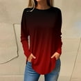 thumbnail image 1 of Aboser Women's Casual Long Sleeve Tops Fashion Tie Dye Graphic T-Shirt Crew Neck Basic Tee Shirts Lightweight Loose Fits Blouses Fall Tshirts, 1 of 5