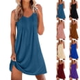 thumbnail image 1 of Aboser Women’s Chemise Nightgown Cozy Lace Trim Sleepdress Casual Wide Strap Loungewear Lightweight Soft V Neck Short Nightshirts Solid Color Loose Sleep Gowns, 1 of 8