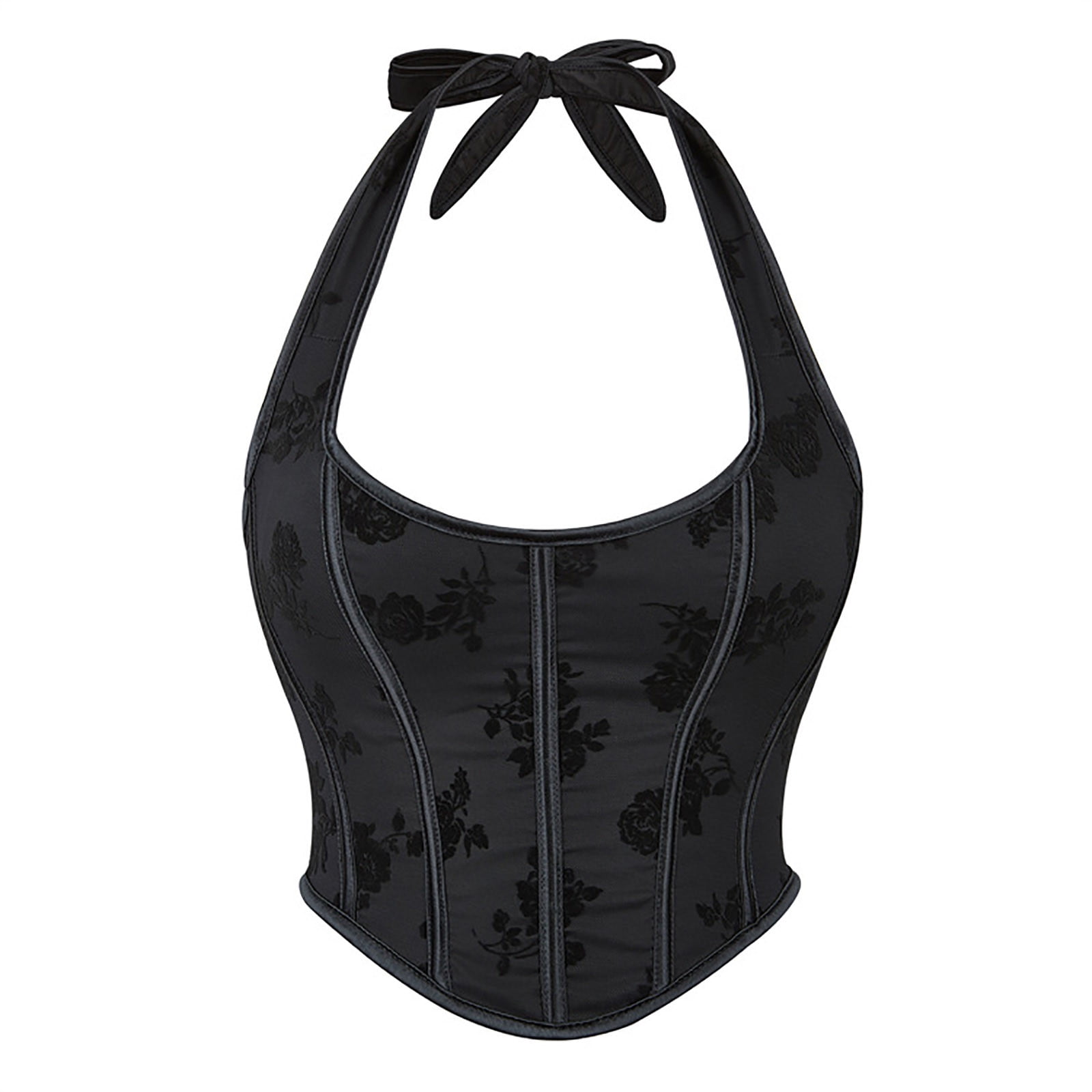 Aboser Women's Corset Lingerie Set Steampunk Corset Halter Lace Up