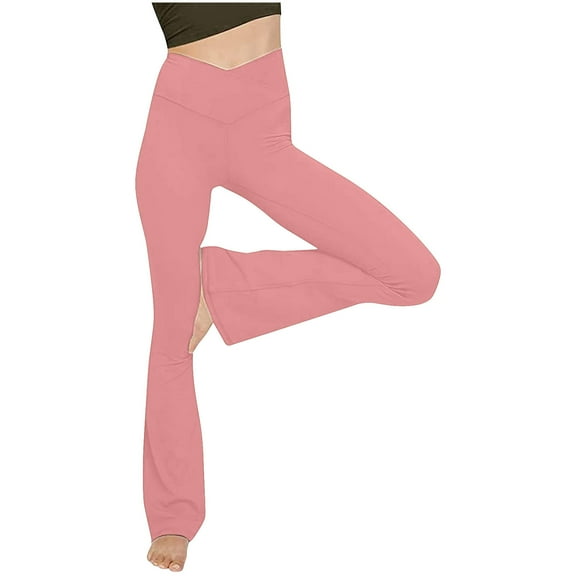 Aboser Women's Flare Yoga Pants with Pockets V Crossover Workout Leggings High Waisted Bootcut Sweatpants Athlete Tummy Control Pants
