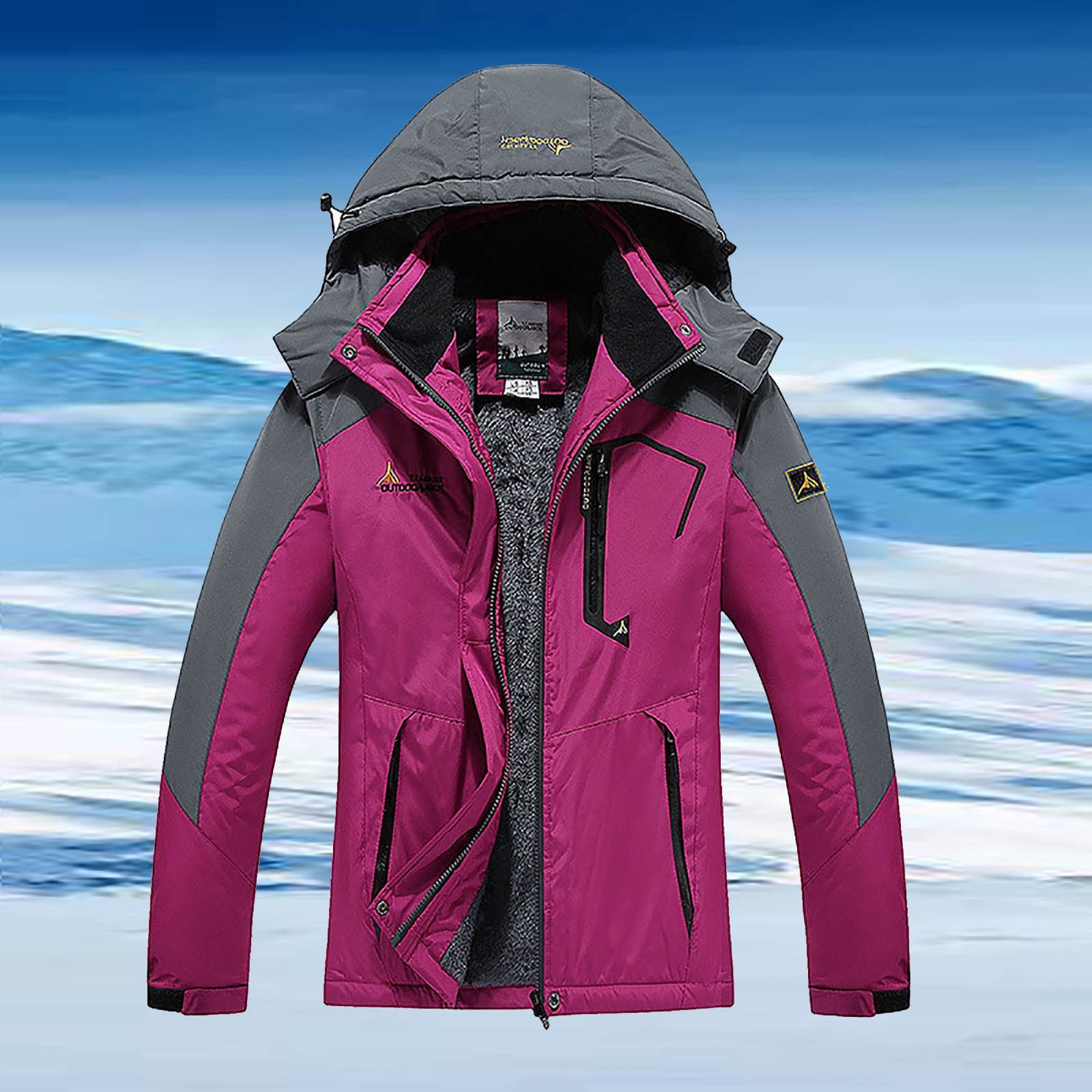 Aboser Women's Fleece Lined Raincoat Winter Warm Cycling Rain Jacket  Waterproof Heavy Parka Active Outdoor Coats with Hood 