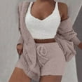 thumbnail image 1 of Aboser Women's Fuzzy 2 Piece Outfit Lounge Set Warm Faux Shearling Cardigan with Shorts Sweatsuit Ladies Sweater Casual Loungewear, 1 of 7