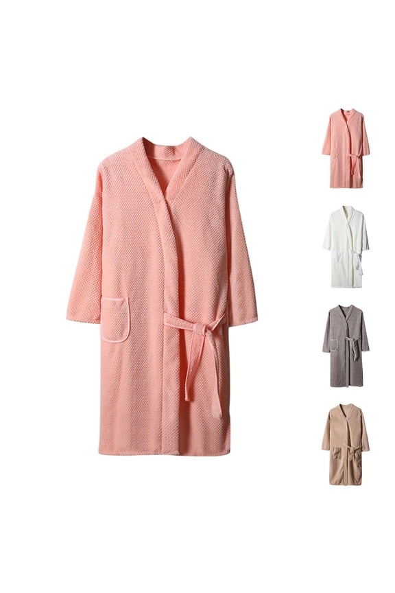 Women's Fuzzy Flannel Robes Quick Dry Kimono Robe Comfy Moisture Wicking Bathrobes Soft Long Sleeve Plush Loungewear with Pockets Gray Free Size