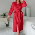 thumbnail image 1 of Aboser Women's Fuzzy Fleece Robes with Pockets Warm Winter Thick Plush Bathrobes Soft Long Sleeve Sleepwear Loose Fit Belted Bathrobe Red XXL, 1 of 3