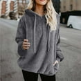 thumbnail image 1 of Aboser Women's Fuzzy Sherpa Hoodie Pullover Plus Size Winter Sweatshirt Thermal Fleece Hoodies Quarter Zip Pullover Women Casual Long Sleeve Blouses with Pockets, 1 of 6
