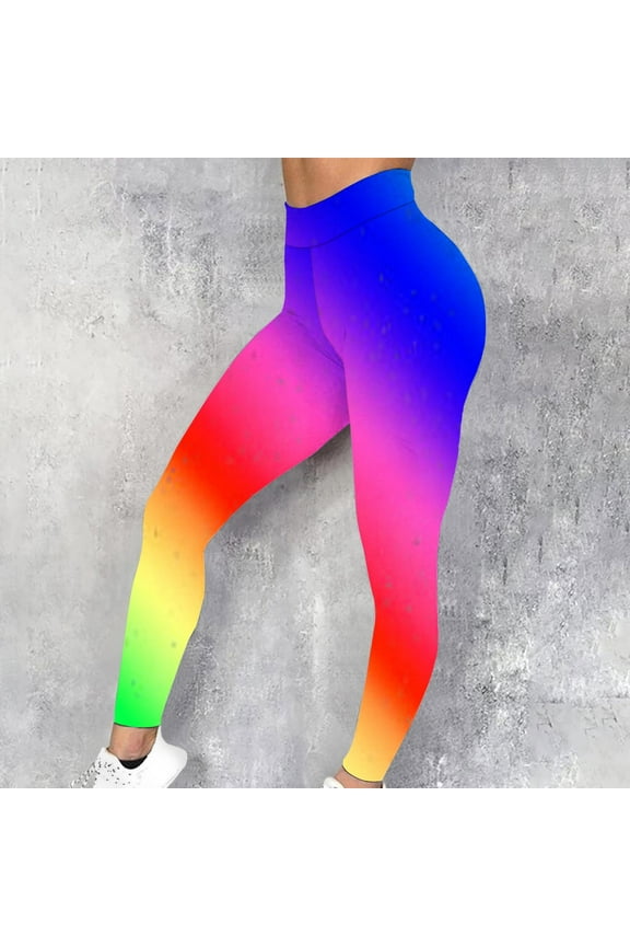 Women's High Waisted Yoga Pants Exercise Workout Leggings for Women 80S Neon Running Pants Plus Size Yoga Leggings Summer Gym Clothes