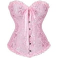 thumbnail image 1 of Aboser Women's Corset Bustier Eyelet Lace Up Waist Cincher Renaissance Overbust Bustiers Vintage Floral Print Corsets Lace Trim Court Style Bodices, 1 of 1