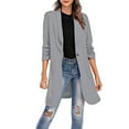 thumbnail image 1 of Aboser Women's Long Blazers Lightweight Button Long Sleeve Cardigan Solid Color Button Jacket Work Office Cardigans, 1 of 5