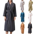 thumbnail image 1 of Aboser Women's Long Robes Plus Size Waffle Knit Bathrobes Soft Shawl Collar Towel Robe Quick Dry Moisture Wicking Loungewear Loose Long Sleeve Bathrobe with Pockets Gray XL, 1 of 5