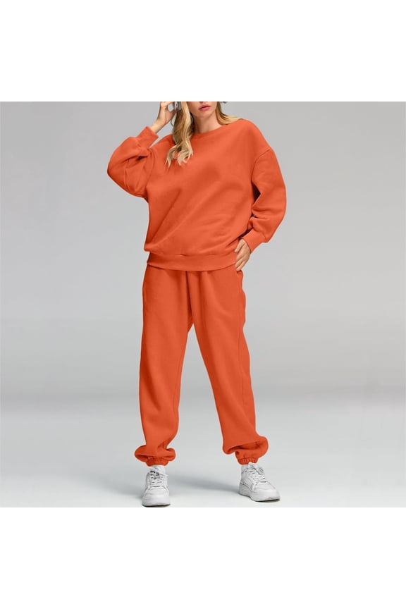 Women's Lounge Sets Crew Neck Pullover Tops Long Sweatpants Two Piece Outfit Tracksuit Comfy Cotton Sweatsuits Tie Dye Jogger Set