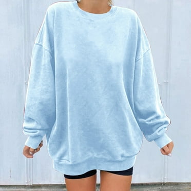 Aboser Women's Oversized Crewneck Sweatshirts No Hood Solid Color Fall Tops Casual Long Sleeve Shirts Loose Fit Fleece Pullover