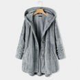thumbnail image 1 of Aboser Women's Oversized Sherpa Jacket Casual Button Down Hoodies Plus Size Hooded Cardigan Comfy Plush Fleece Jackets with Pockets, 1 of 4