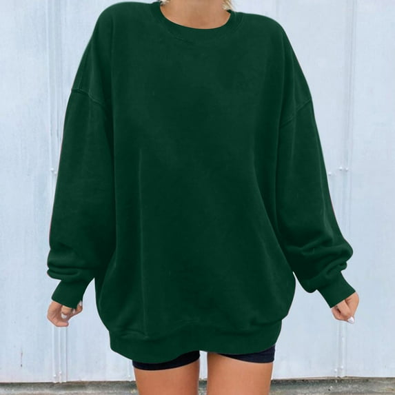 Aboser Women's Oversized Sweatshirts Pullover Trendy Long Sleeve Fall Blouses Casual Solid Crewneck Workout Tops Fleece Soft Shirts