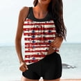 thumbnail image 1 of Aboser Women's Patriotic Tankini Swimsuit with Built in Pads Full Coverage High Waisted Bathing Suits Two Piece Tummy Control Swimwear Retro Stars and Stripes USA Flag Swimming Suit Green L, 1 of 5