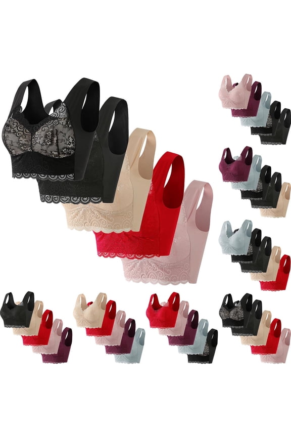 Women's Seamless Bras 5 Packs Full Coverage Bralettes Plus Size Wirefree Bras Comfortable Soft Liftup Bra Large Bust No Underwire Bralette