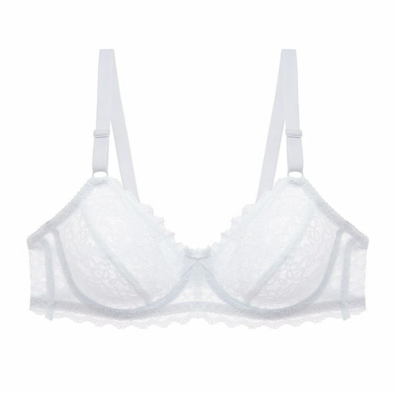 Aboser Women's Sexy Lace Bra Sheer Mesh Balconette Demi Bras Soft See Through Bralettes Non Padded Underwire Bra Embroidered Everyday Bras