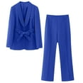 thumbnail image 1 of Aboser Women's Suits Formal Slim Fit 2 Piece Long Sleeve Elegant Blazer with Belt Lapel Jacket and Solid Pants for Work Office, 1 of 8