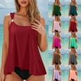thumbnail image 1 of Aboser Women's Tankini Bathing Suits Ruffle High Waisted Swimsuit with Shorts Loose Fit Modest Tankinis Set Tummy Control 2 Piece Beachwear, 1 of 8