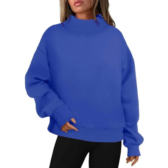 Aboser Women's Turtleneck Sweatshirts Oversized Plain Casual Going Out Tops Fall Fashion Long Sleeve Shirts Fleece Cozy Pullover