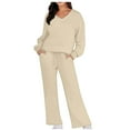 thumbnail image 1 of Aboser Women's Two Piece Basic Outfits Loung Sets Pullover V Neck Sports Sweatshirts and Athletic Pants Set Solid Color Fall Tracksuit, 1 of 7