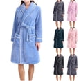 thumbnail image 1 of Aboser Women's Winter Robes with Shawl Collar Warm Fuzzy Flannel Towel Robe Thick Long Sleeve Bathrobes Comfy Soft Knee Length Sleepwear with Blet Khaki M, 1 of 4