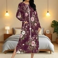 thumbnail image 1 of Aboser Women's Zip Front Robe Retro Floral Print Bathrobe Full Length Long Sleeve Loungewear Lightweight Soft Housecoat Casual Home Nightgown Dress with Pockets, 1 of 9