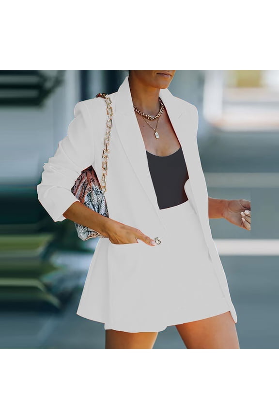 Womens 2 Piece Blazer Outfits Business Casual Short Sets Open Front Balzer Jacket with Dressy Balzer Shorts Outfit for Work office