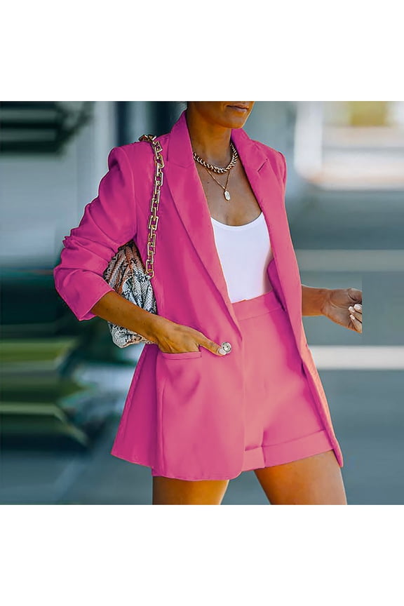 Womens 2 Piece Blazer Outfits Business Casual Short Sets Open Front Balzer Jacket with Dressy Balzer Shorts Outfit for Work office