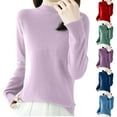 thumbnail image 1 of Aboser Womens Basic Sweaters Thin Mock Neck Pullover Sweater Comfy Soft Long Sleeve Knitwear Solid Color Basic Shirts Stretchy Knitted Jumper Tops Pink M, 1 of 4
