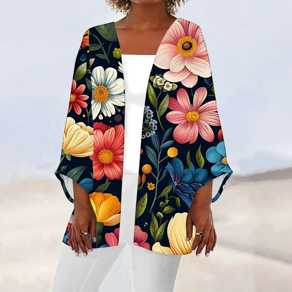 Aboser Womens Beach Cardigan Plus Size Open Front Cover Up Boho Floral Print Cardiagns Lightweight Cotton Linen Blouse Tops Casual Loose Fit Summer Clothes Green XXXXXL