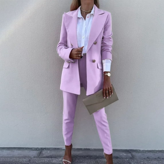 Aboser Womens Blazer Suit Sets 2 Piece Outfits Formal Open Front Solid Color Jacket with Pencil Pants Set Business Outfit